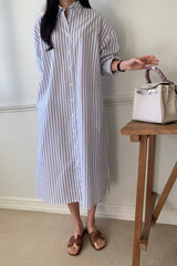 Clean Stripe Shirt Dress