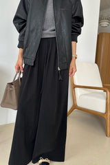 Pintuck Wide Trouser in black, women's pintuck wide leg trousers