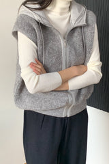Boucle Hood Zip-Up Vest