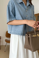 Crop Denim Shacket