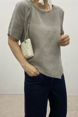Asymmetric Hem Linen Blouse