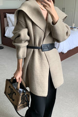 Wide Shawl Collar Knit Coat (separate belt included)