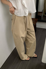 Curved-Seam Cotton Slacks