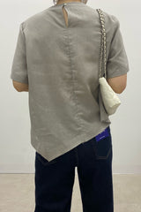 Asymmetric Hem Linen Blouse