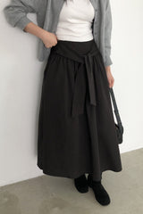 Waist Tie A-Line Skirt