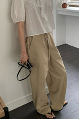 Curved-Seam Cotton Slacks