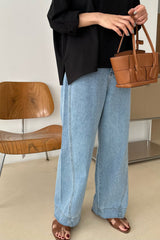 Curved Wide-Leg Denim