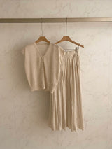 Summer Cardigan Pleat Set