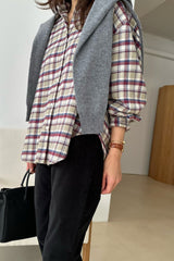 Real Check Shirt in Wine, brushed plaid button-down shirt