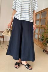Back Zip Banding Wide Leg Pants