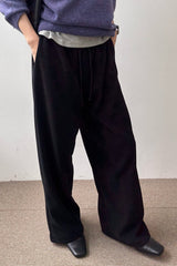 Corduroy Banding Pants in Black, women's wide leg corduroy pants
