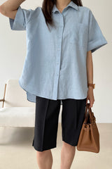 Back Shirring Linen Shirt