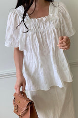 Smocked Square Neck Blouse
