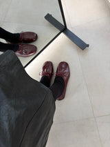 FB609 Flat in Wine, glossy round toe flat shoes