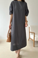 Puff Sleeve Linen Dress