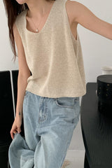 Reversible V-Neck Sleeveless Knit