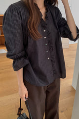 Check Ruffle Blouse