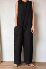 Pure Linen Sleeveless Jumpsuit