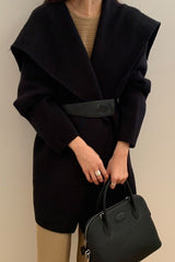 Wide Shawl Collar Knit Coat (separate belt included)