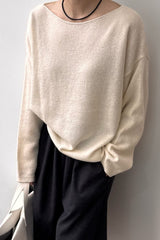 Assome Knit in cream, women's loose boat neck knit sweater