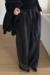 Soft Tie-Waist Wide Slacks