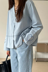 Heart Embroidery Blouse