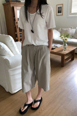 Wide Leg Cotton Half Pant