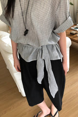 Gingham Side Tie Blouse