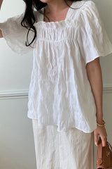 Smocked Square Neck Blouse