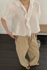 Pintuck Ruffle Blouse
