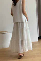 Tiered Polka Dot Maxi Skirt