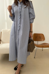 Stripe Frill Shirt Dress