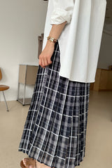 Check Pleat Banded Skirt