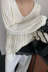 Airy V-Neck Knit Top