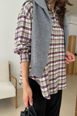 Real Check Shirt in Wine, brushed plaid button-down shirt