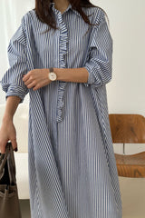 Stripe Frill Shirt Dress