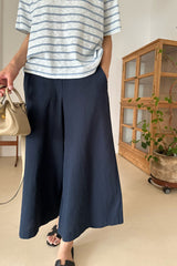 Back Zip Banding Wide Leg Pants