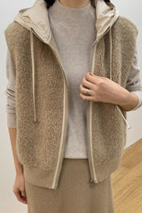 Boucle Hood Zip-Up Vest
