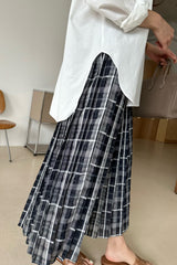 Check Pleat Banded Skirt