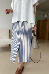 Stripe Pocket Button Skirt