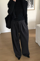 Soft Tie-Waist Wide Slacks