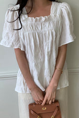 Smocked Square Neck Blouse