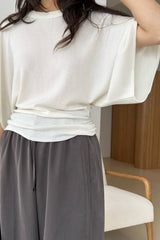 Shirring Wide Knit Tee