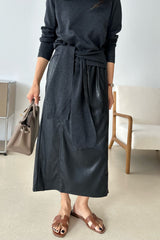 Stitch Leather Skirt