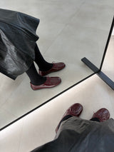 FB609 Flat in Wine, glossy round toe flat shoes
