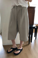 Wide Leg Cotton Half Pant