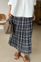 Check Pleat Banded Skirt