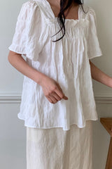 Smocked Square Neck Blouse