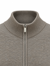 Lucca Half Neck Zip Up in brown, women's half neck knit zip up jacket