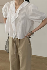 Pintuck Ruffle Blouse